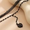 Vintage sweet and cool black love heart pendant collar, Spice Girl lace crescent moon tassel double necklace.