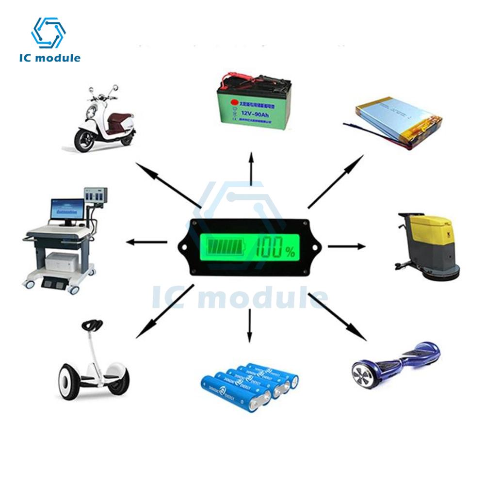 12/24/36/48V LY6W Lead Acid Battery Capacity Indicator Blue LCD Digit Display Meter Lithium Battery Power Level Detector Tester