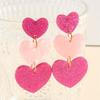 1 Pair Pink Heart Shape Earrings Women Layered…