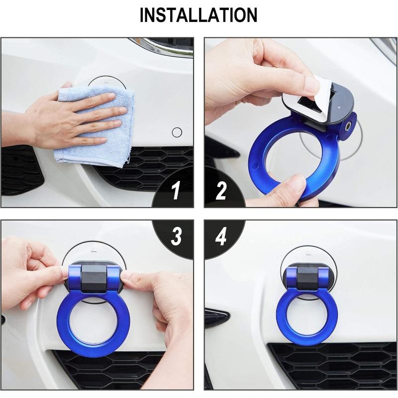 For Car Truck SUV Fake Tow Hook Sticker Kit Universal Fit Decorative Bumper Exterior Styling Decals Non-Functional Waterproof HD