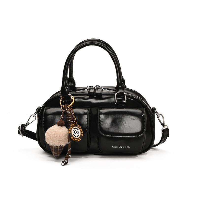 Brown Trendy Pu Bowling Bag For Women Versatile Crossbody Purse Perfect For Use Everyday