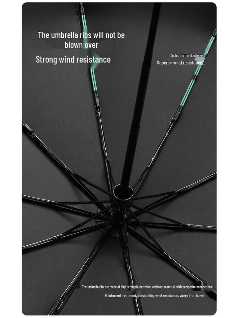 Automatic Large Windproof Umbrella - Dual-Use, Reinforced, Sun Protection & Folding Design