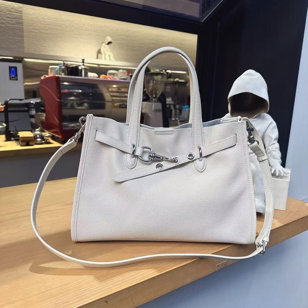 Cross-border bags 2025 new commuter big bags, leather simple tote bags, large-capacity first-layer cowhide handbags