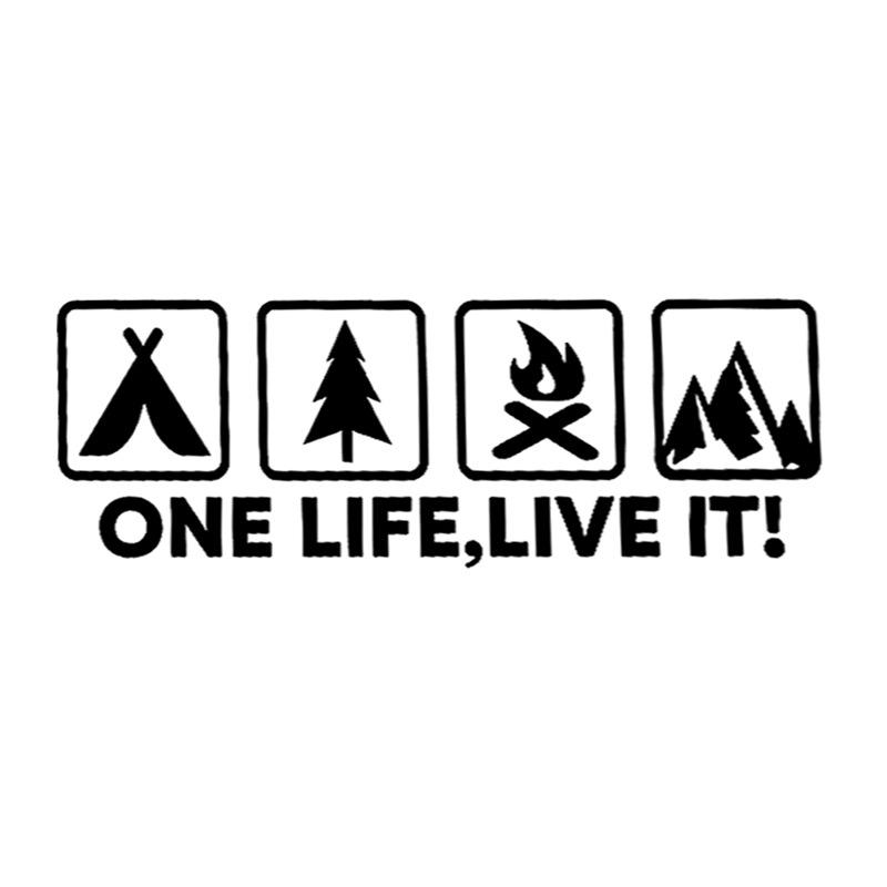 One Life Live It Camping Outdoor Enthusiast Car Stickers Wild Survival Quadruple Decal for Vehicle Auto Window Tail Body Bumper