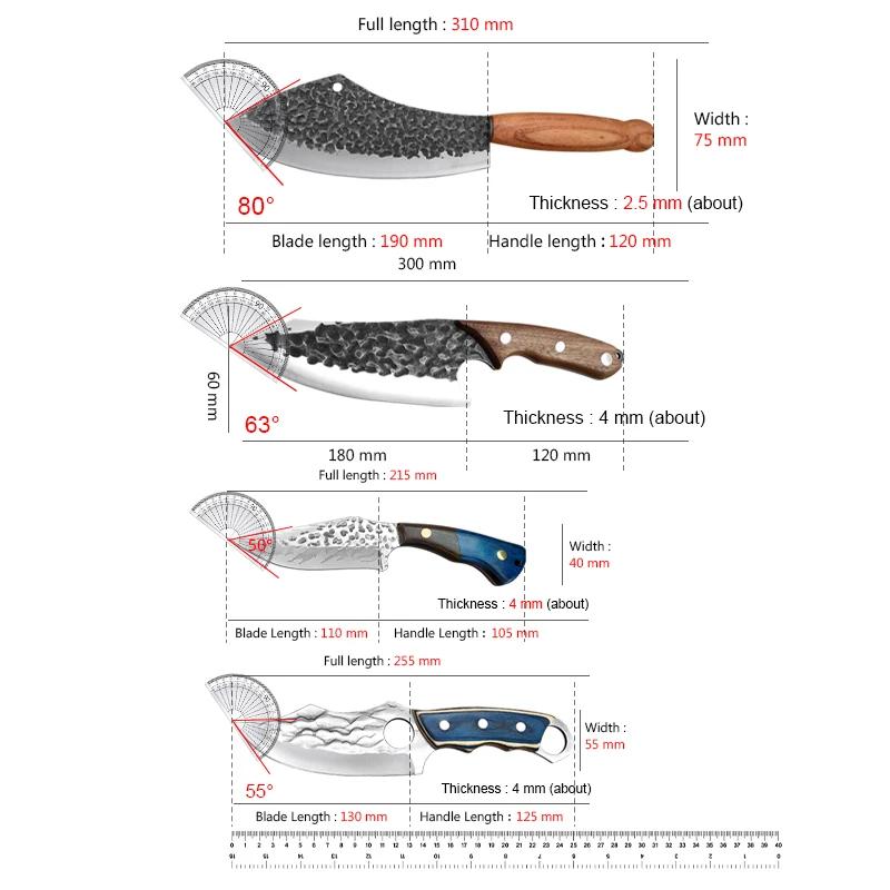 Forged Kitchen Knives Meat Cleaver Chopping Vegetables Butcher Knives Hiking Camping Barbecue Outdoor Survival Knife Wood Handle