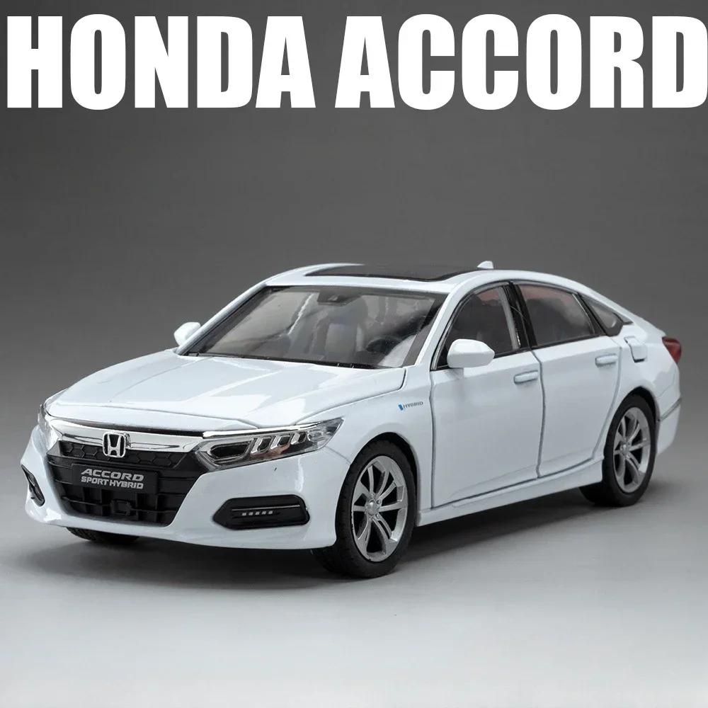 1:24 HONDA ACCORD Miniature Car Model Toys Alloy Diecast Vehice 6 Door Opened Sound Light Pull Back Toy Children's Birthday Gift