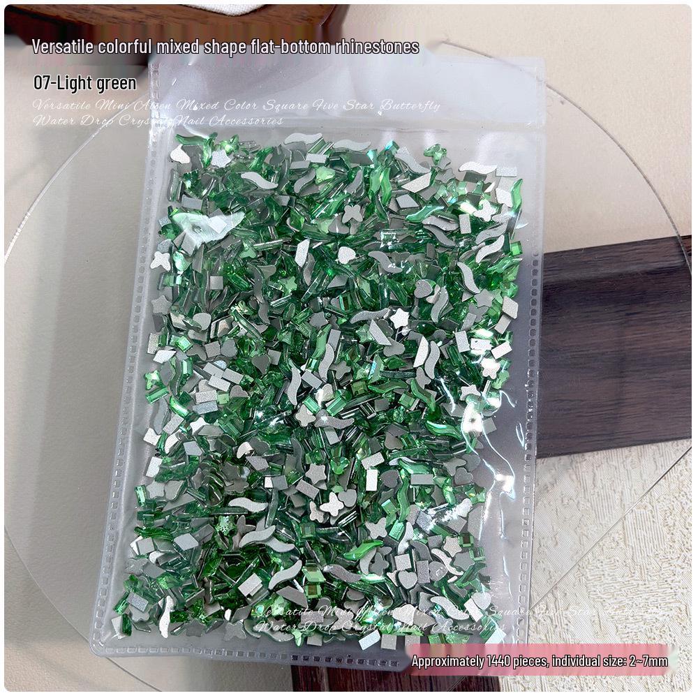 1440 Mini Flat-Back Rhinestones for Nail Art, Mixed Styles, Super Shiny Champagne Color, DIY Accessories