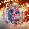 Metal Owl Wind Chime Outdoor Hanging Decor 3D Kinetic Floral Design for Garden Patio Christmas Thanksgiving Gift No Electricity Needed