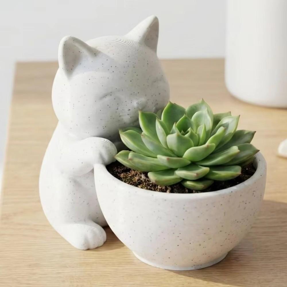 Garden Decor Cat-Shaped Planter Pot Ornaments Cacti Plant Pot Cute Succulents Pot Desk