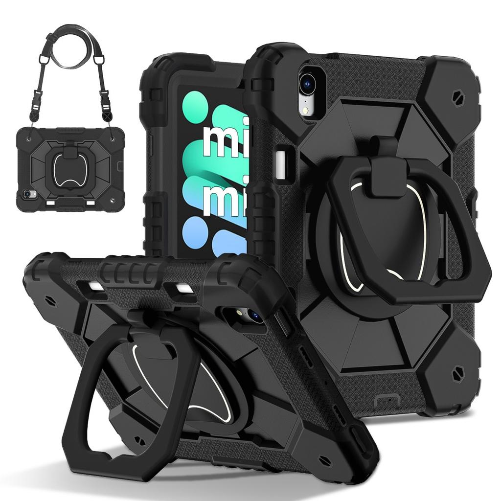 For Apple iPad Mini (2024) 360° Rotating Grip Heavy Duty Protection Stand TPU+PC 3in1 Anti-knock Shockproof Tablets PC Case