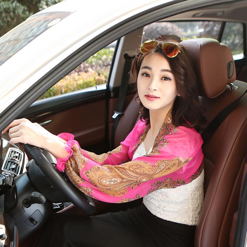 Cashew Print Chiffon Sunscreen Cardigan with Sleeves - Women's Summer Shawl Scarf