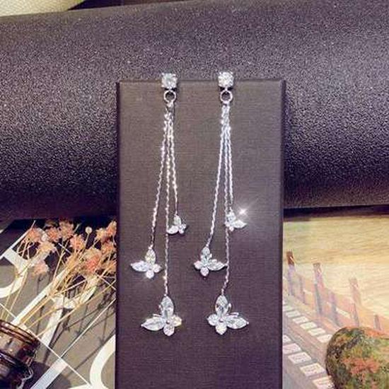 

925 Silver Butterfly Tassel Earrings - Korean Style Elegance for Women