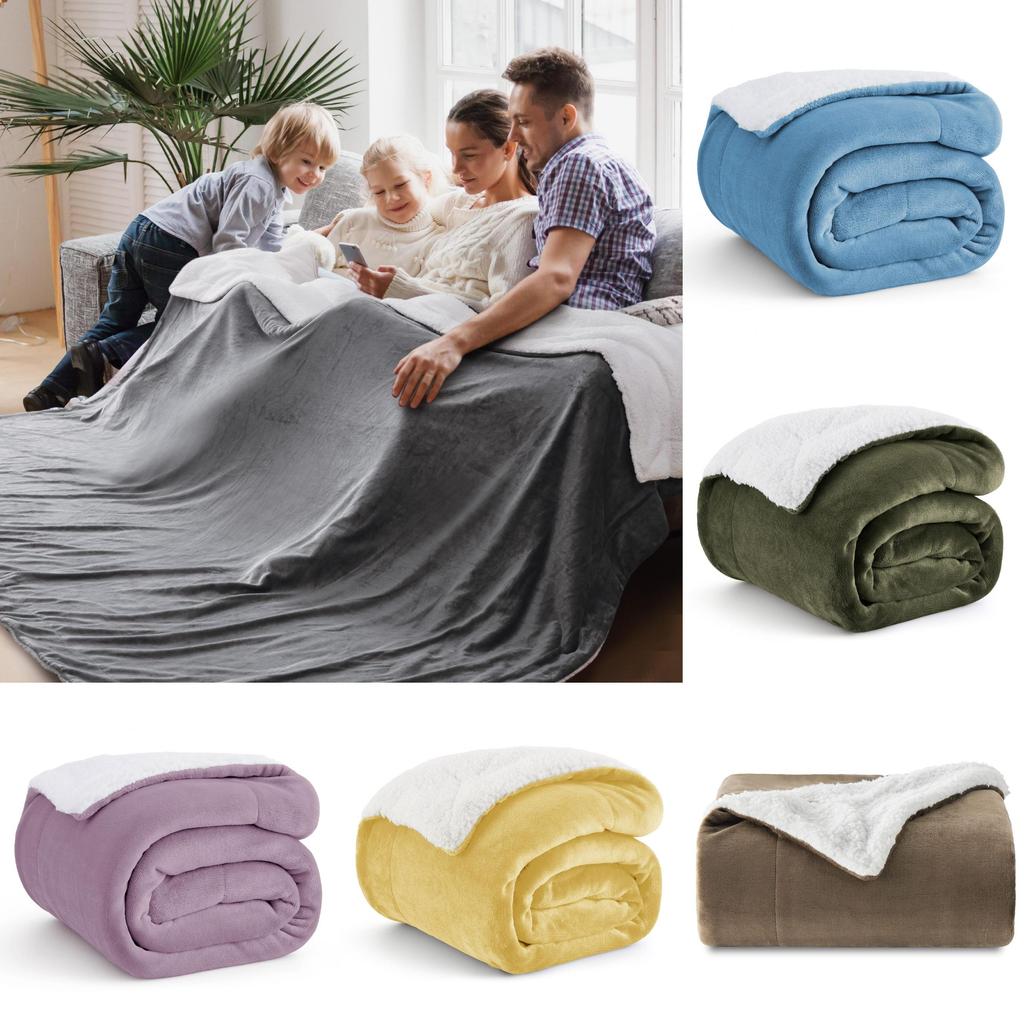Blanket Bed Throw Sherpa Flannel Blankets Fleece Fluffy Microfiber Lightweight