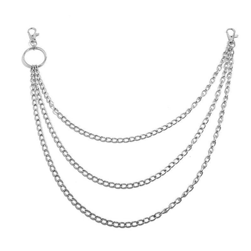 Hip Hop Punk Mode Metall Taillenkette Persönlichkeit Beliebt Jeanskette, Dreifache Schlüsselanhänger Hosenkette