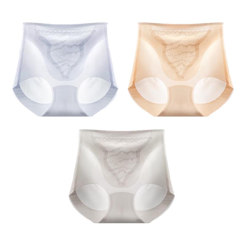 

Женское бесшовное нижнее белье Maoren 7A из шелка с антибактериальным эффектом, с высокой талией, 3 штуки 2XL (140-160 lbs)