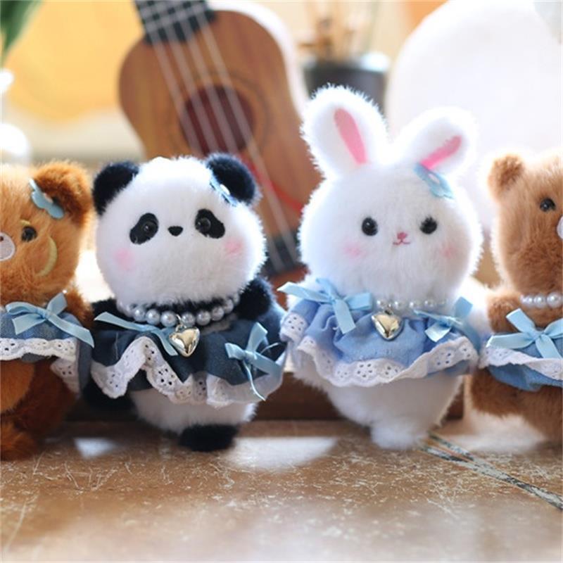 Cute Dancing Animal Bear Rabbit Raccoon Panda Plush Doll Soft Ragdoll Keychain Pendant Bag Hanging Ornament Stuffed Toy Kid Gift