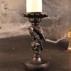 Vintage Gothic Table Centerpiece Halloween Candlestick Holder Decoration, Raven Skull Candle Holder, Spooky Decor for Home Taper Stand Tabletop