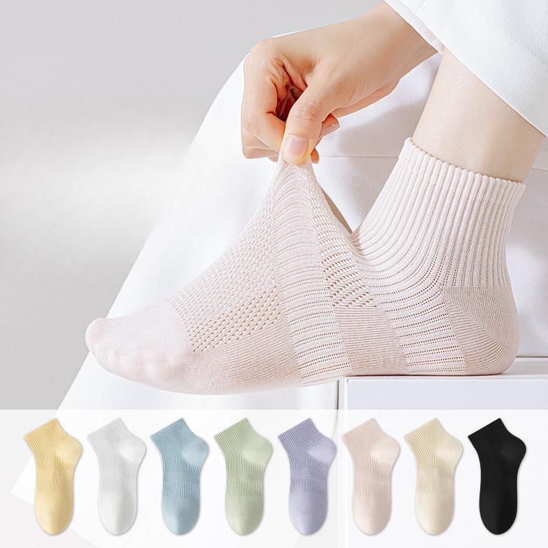 Women's Summer Thin Cotton Mesh Sweat Absorption Antibacterial Breathable Heel Socks