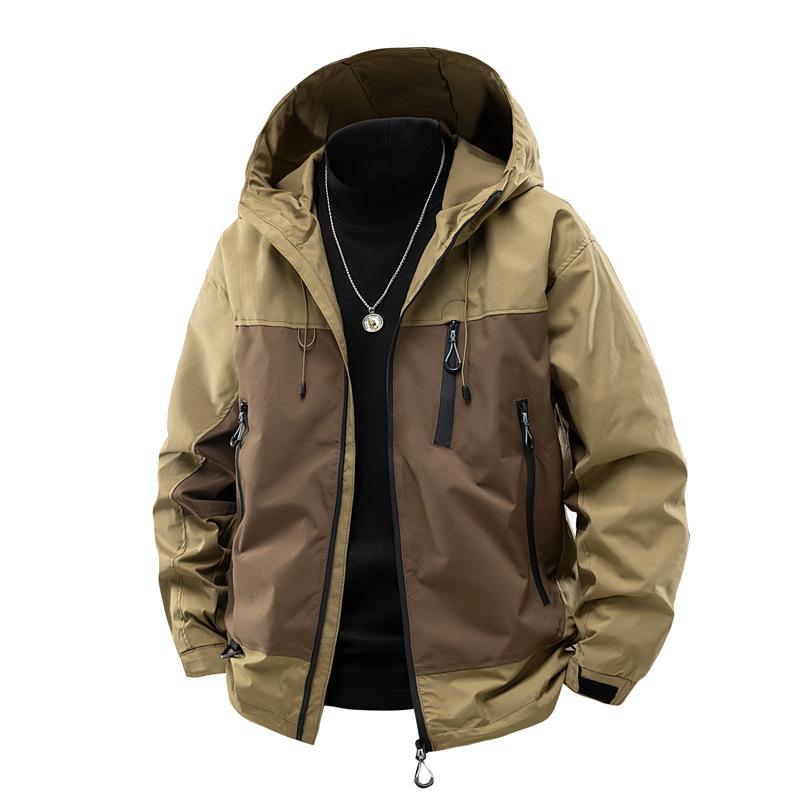 OO Fleece Thickened Jacket Men's Loose Trend Outdoor Waterproof Casual Retro Hooded Jacket Men