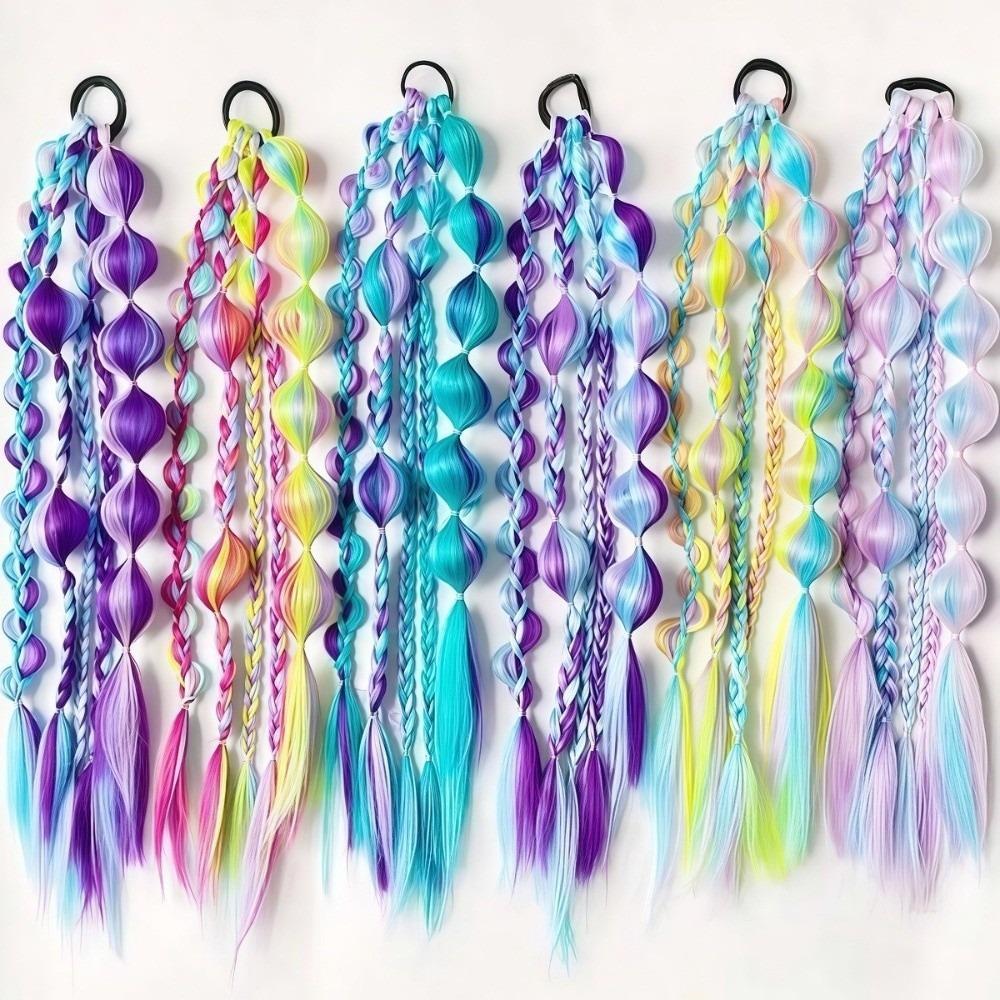 Multi-Color Lantern Bubble Twist Braid Long Gradient Hair Wrap  Music Festival