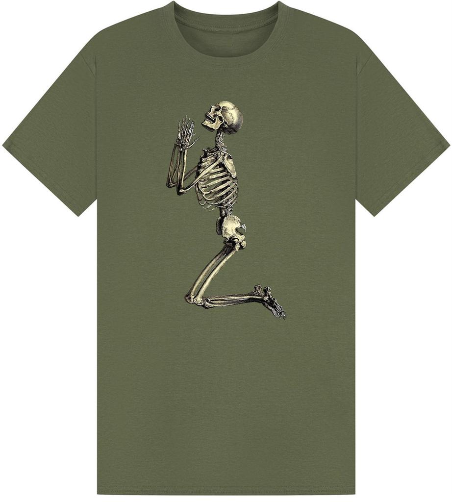 New 2026 Retro Religious Prayer Skeleton Street 3D Printed Unisex Tshirt Shirt Harajuku Round Neck Short Sleeve Top Clothing