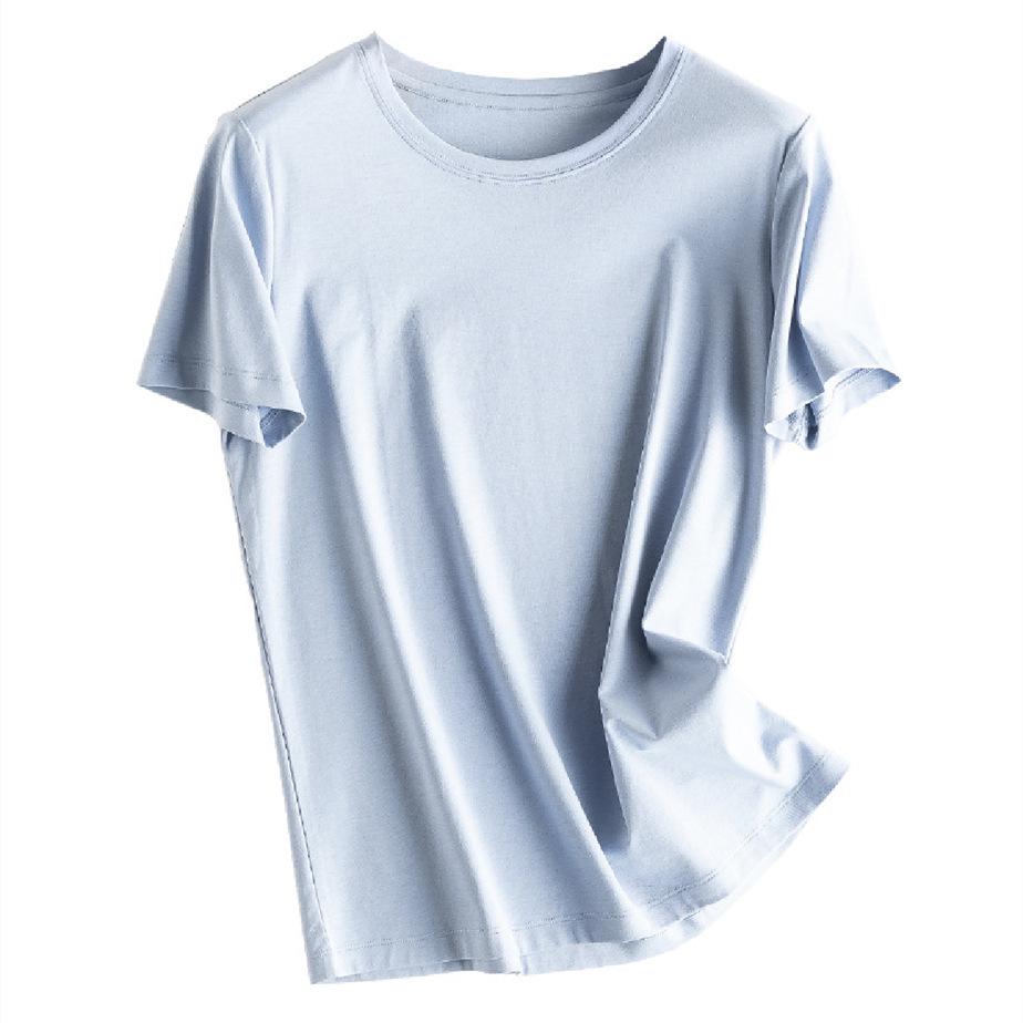 

JCSILK Женская футболка с V-образным вырезом и коротким рукавом в корейском стиле из тутового шелка и хлопка S