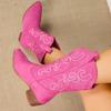 Large size embroidered sleeve medium boots women's autumn and winter new thick heel western cowboy fashion boots women