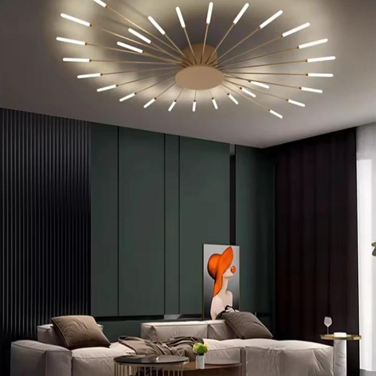 Modern Firework Led Ceiling Lights Home Decor Living Room Bedroom Ceiling Lamps Lustre Lighting Black Gold Mounted Lamp Fixtures