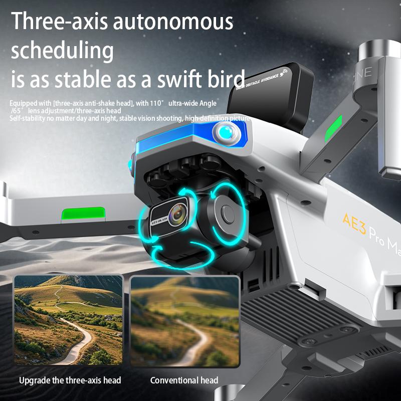 New AE3 Pro Max Screen Controll Drone 3-axis Gimbal Laser Obstacle Avoidance Quadcopter GPS Remote Control Aircraft Boy Gift