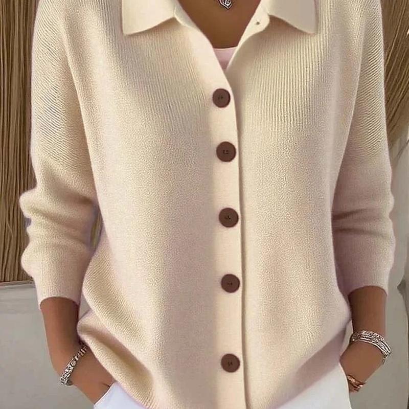 European Style Button Knitted Sweater Cardigan Jacket Fall and Winter Solid Color Casual Fashion Women Clothing