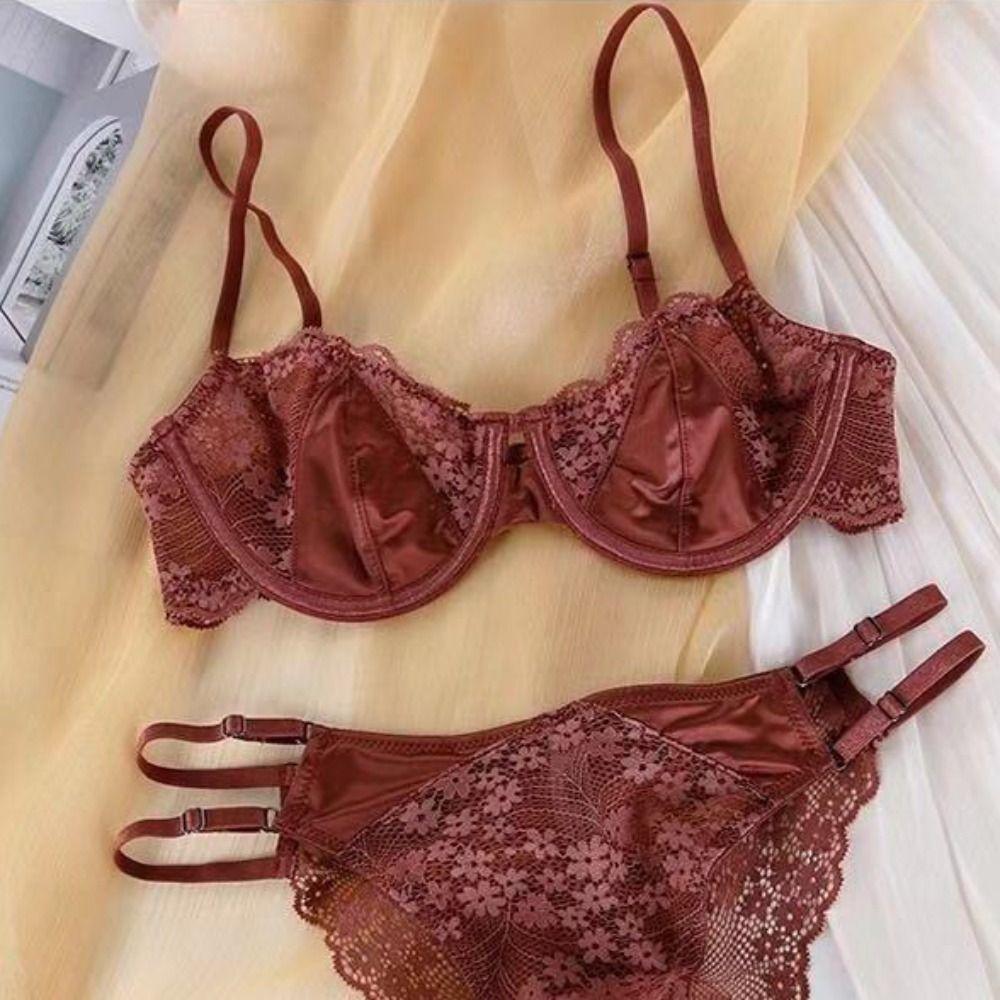 Satin Silk Push Up Bra Mesh Underwear for Women Intimates Lace Flower Bra Beach