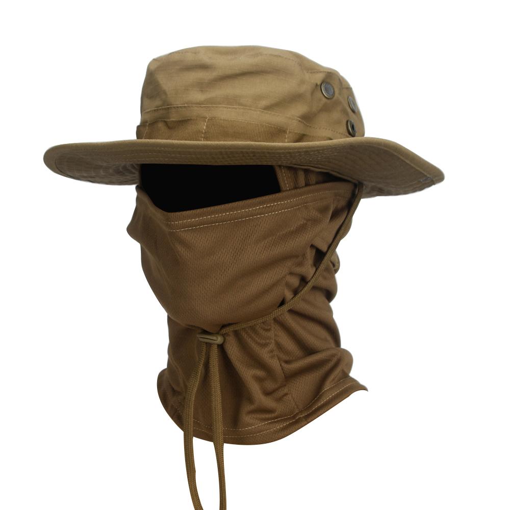 

2Pcs/Set Wide-brimmed Hat Balaclava Mixed Set Men Sunscreen Boonie Cap Outdoors Hiking Camping Fishing Hat Sun Hat Fisherman Hat коричневий