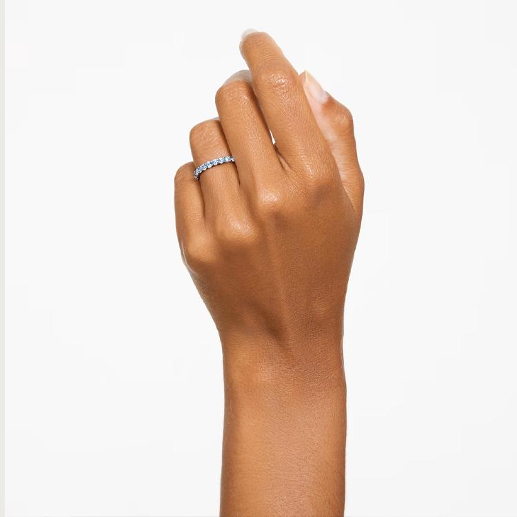 Swarovski Matrix Fashion Round Cut Rhodium Plated Ring Women ring Blue 5658671