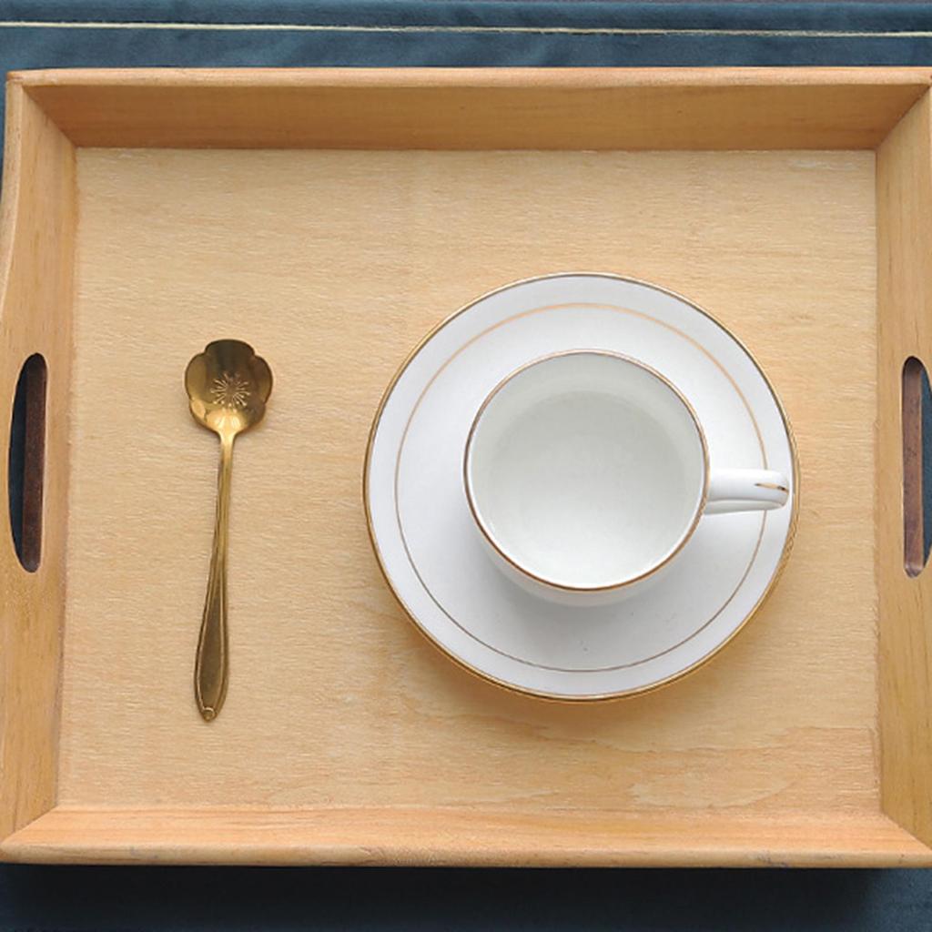 Rectangular Wooden Serving Tray for Coffee Table, Simple Storage Cafe, Party,