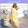 Beach Vacation Maxi Dress With Knit Fabric For Summer Travel And Slim Fit Comfort