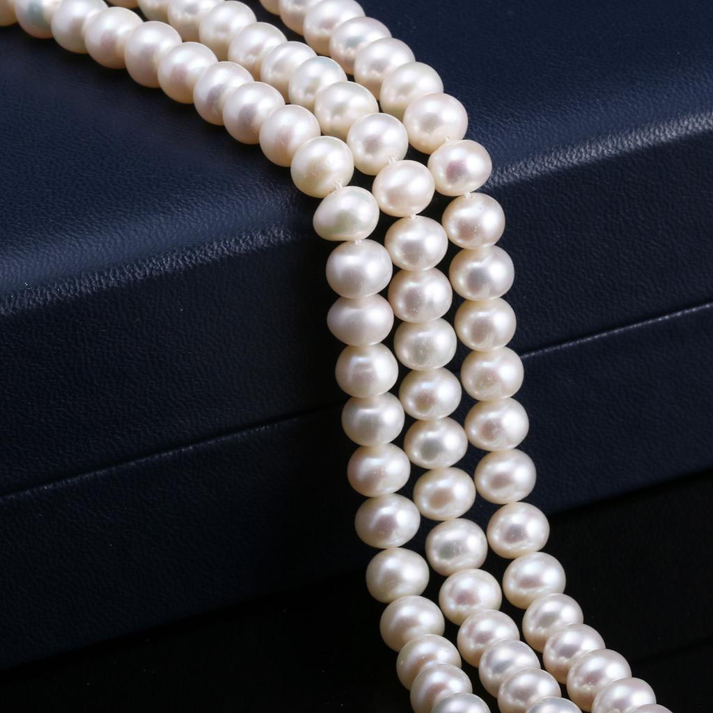1String, Natural Freshwater Pearls, 8-9 Mm White Black Potato Shape Pearl Beads for Jewelry Making DIY Necklace, Birthday Party Gifts for Women, 36cm
