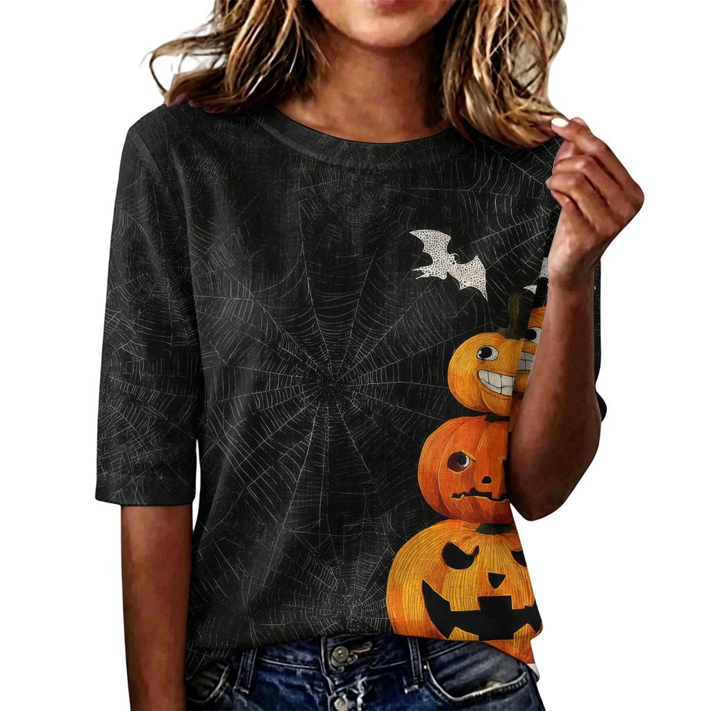 Women's Short Sleeve Round Neck Loose Fit Lightweight Casual Blouse Top
