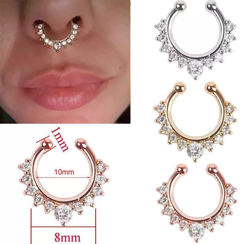 1 Pcs Fake Piercing Nose Ring For Women Clip Septum Rock Hip Hop Punk  Body Jewelry Fake Perforation Nose Studs