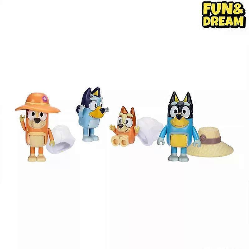 Spot Bluey Family Holiday Figure 4 Pack Family Trip Action Figures Birthday Present Decorative Ornaments On The Tabletop