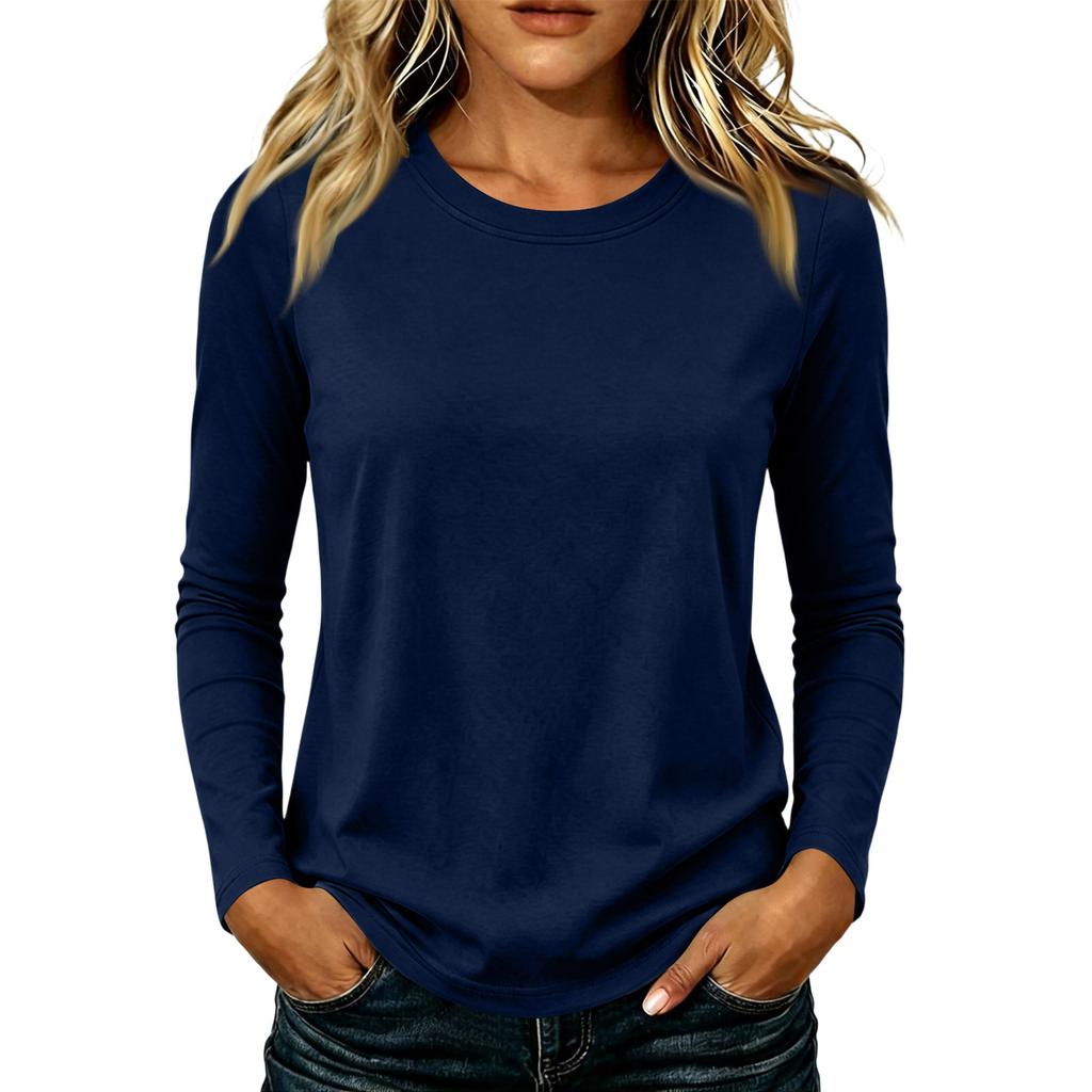 Women's Casual Long Sleeve Color Top for Everyday Wear