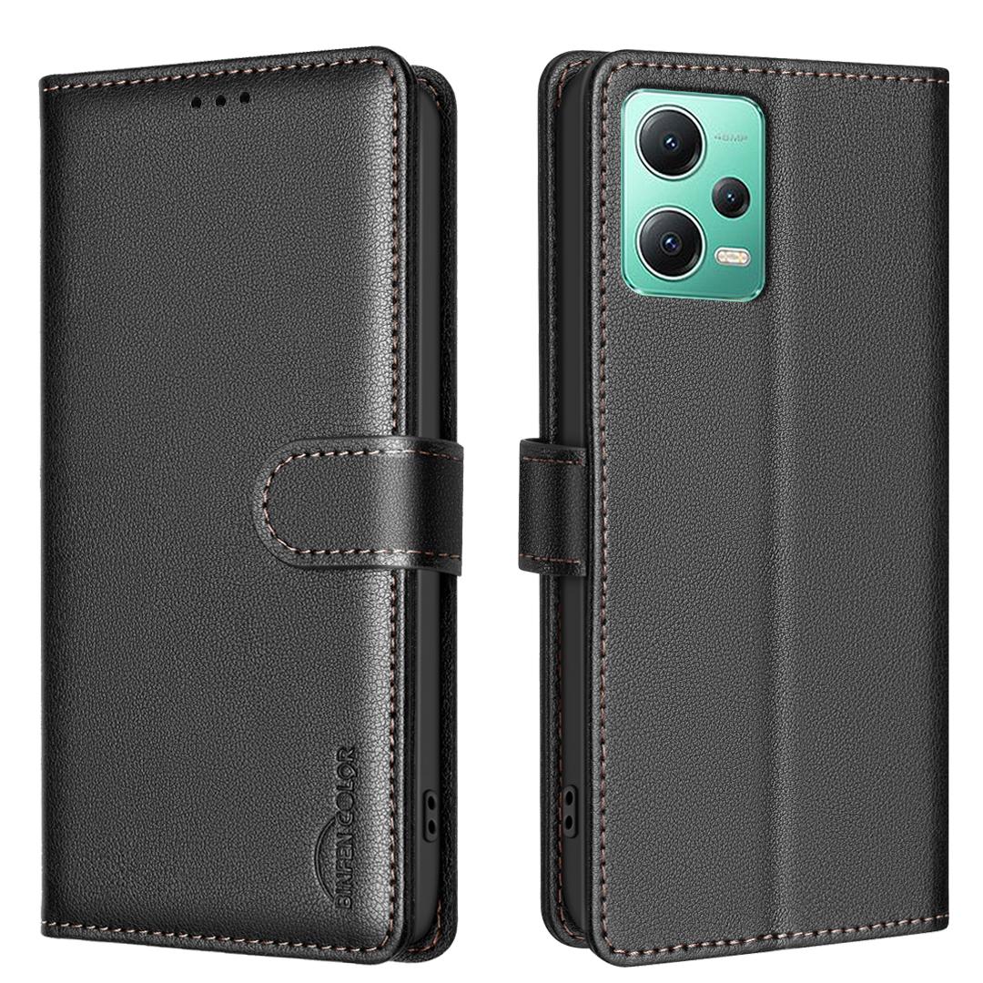 

BINFEN COLOR BF32 Для Xiaomi Redmi Note 12 5G (Глобальный)/(Китай)/(Индия)/Кожаный чехол-книжка для телефона Poco X5 5G Black