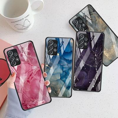 Marble Pattern 6 Glass Case For Samsung Galaxy A52 A71 A50 A51 A70 A21s A31 A72 A10 A12 A30 A22 5G Phone Cover