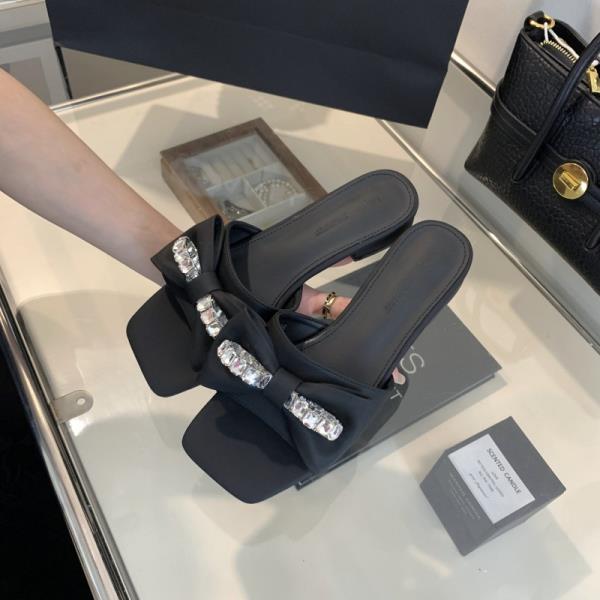 

Модные тапочки Женские летние туфли на плоской подошве Женские шлепанцы Низкие Пантофли 2025 Рим Хлопковая ткань Каблуки-копытца Резиновые ПУ обувь Тапочки Плоские тапочки 35