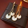 14k Vergoldete C-förmige Ohrringe für Damen Französisch Retro Fritillaria Quasten Hängeohrring High-End Mode Hochzeit Zirkon