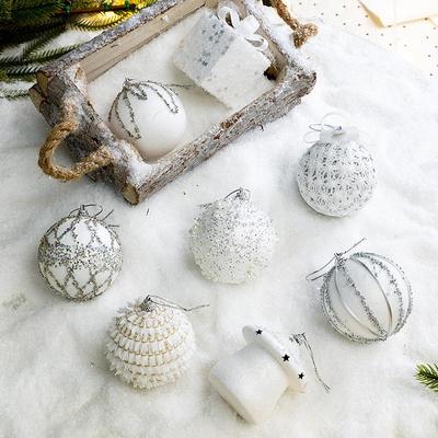 8CM Rokoko Weiß Transparent Weihnachtskugel Ornament