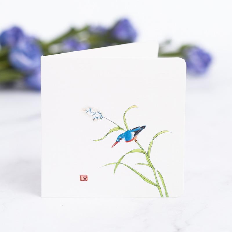 10pcs Chinese Style Flower and Bird Greeting Card Christmas Baking Fresh Flower Shop Birthday Gift Thank You and Wishing Card