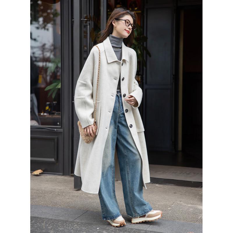 Mocana Women's Elegant Long Wool Blend Coat