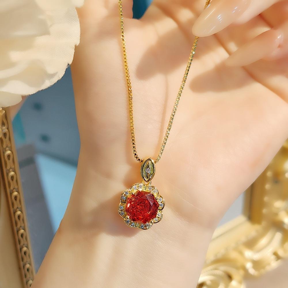 Exquisite Colorful Octagon Millennium Rose Cut Paraiba Ring Set Light Luxury High Carbon Diamond Redstone Stud Earrings Pendant