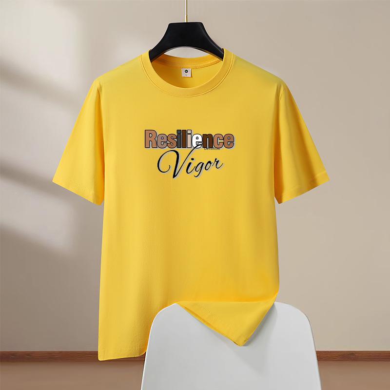 

Summer Trendy Oversized Men Cotton Short Sleeve T-Shirt Round Neck Casual Tee XXXL жёлтый