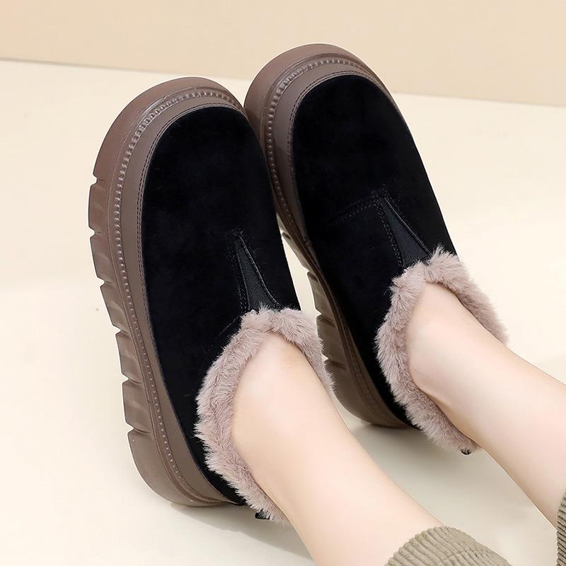Snow boots women, winter new muffin thick-soled versatile one-pedal velvet thermal cotton shoes casual short boots